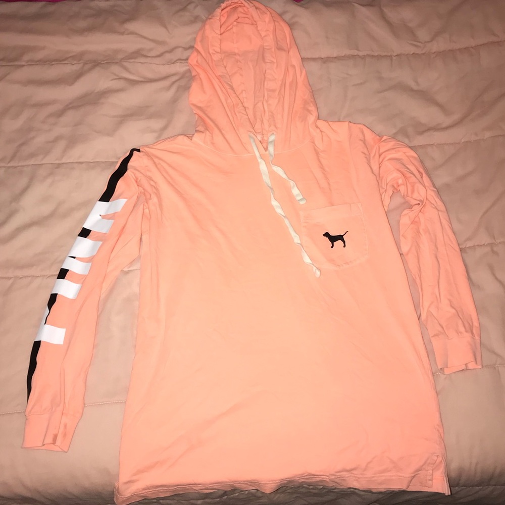 TRENDY! VS PINK Hoodie Tee! Peach!